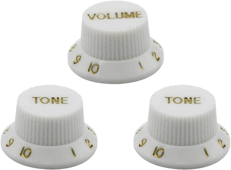 FLEOR Speed Control Knobs 1 Volume 2 Tone Guitar Knob Set Fit ST Style Electric Guitar Parts, White - Image 1